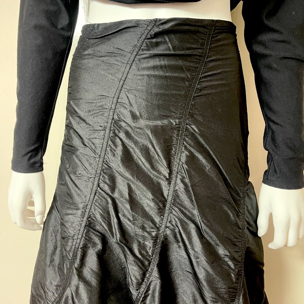 Areli Collection Bias cut Dupioni Silk Maxi Black Skirt 6 $350 - Picture 11 of 11